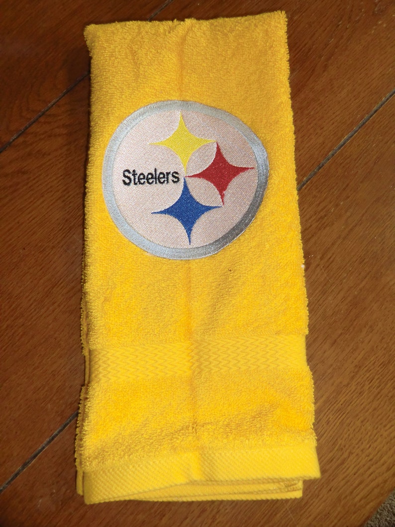 Embroidered Terry Hand Towel Pittsburgh Steelers Yellow Etsy