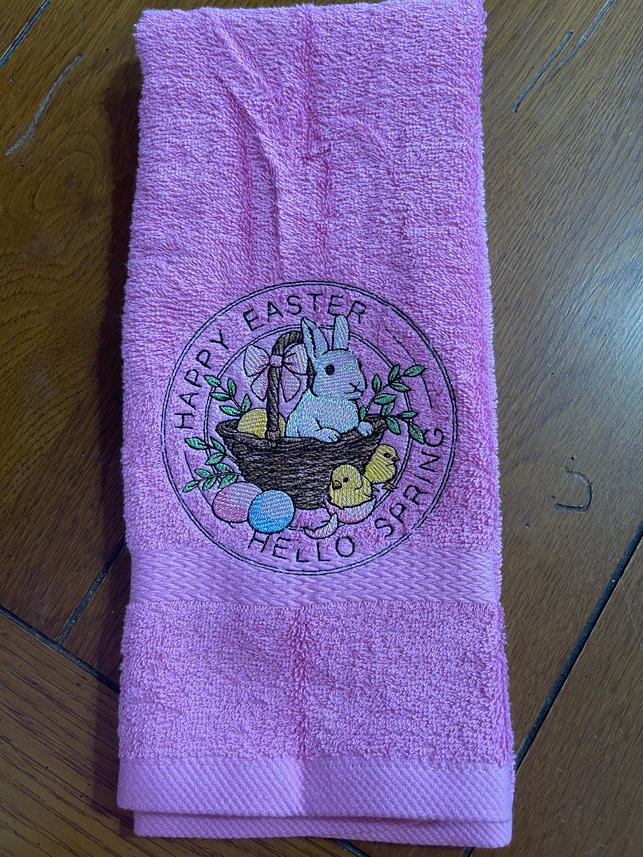 Embroidered Terry Hand Towel - Easter - Happy Easter - Hello Spring ...
