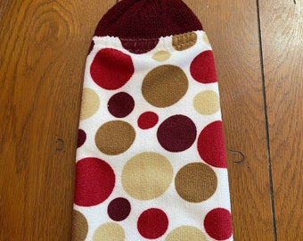 Regular - Brown & Rust Circles - Knit Top Kitchen Towels - MICROFIBER