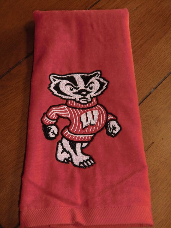Bucky White Embroidered Finger Tip Towel