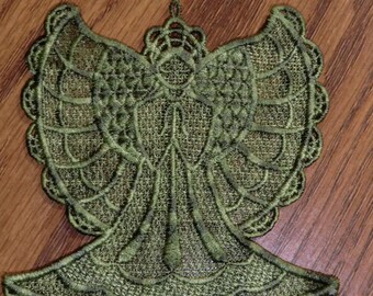 Embroidered Ornament - Christmas - Multi Greens -   Angel