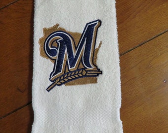 Embroidered Terry Hand Towel - Milwaukee Brewers -"M"