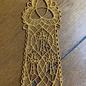Embroidered Bookmark  - 3  Crosses - Lavender