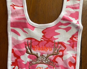 Embroidered Baby Bib - Daddy's Girl - Pink Camo Bib