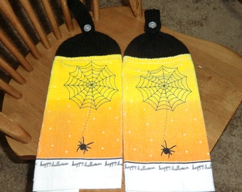 Halloween - Black Spider & Web  Knit Top Kitchen Towels