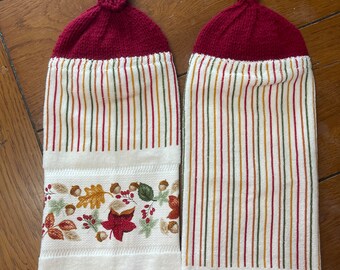 Herbst - Herbstblätter, Eicheln & Beeren - Knit Top Küchenhandtücher