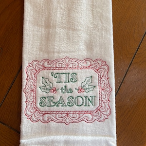 Embroidered Velour Hand Towel - &#39;Tis the Season