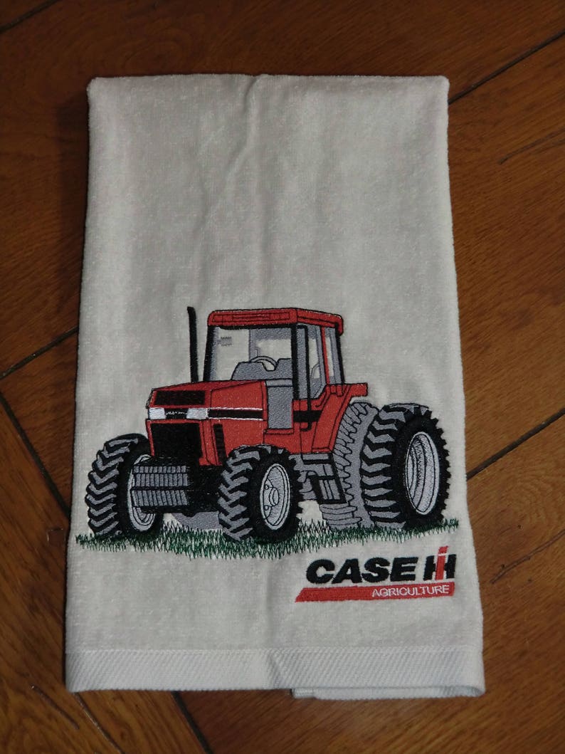 Embroidered Velour Hand Towel Case IH Tractor W/Grass Etsy