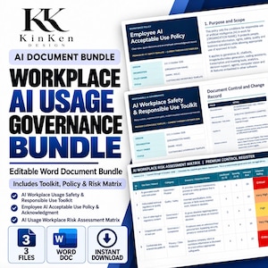 Workplace AI Usage Governance Bundle: Policy, Risk Assessment, Safety Toolkit (Digital Download)