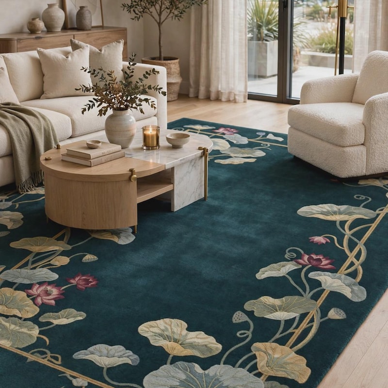Chinese Lotus Rug - Etsy UK