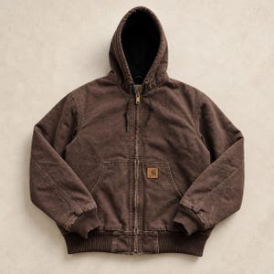 Veste Carhartt Active vintage marron en toile délavée, à capuche et doublure matelassée