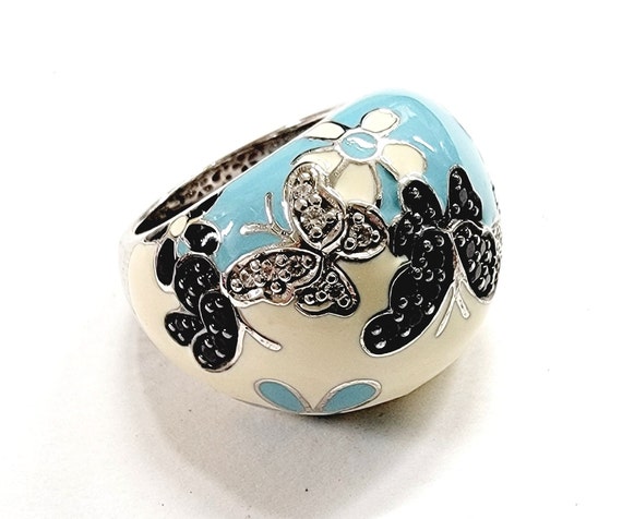 Belle Etoile Butterfly Enamel Dome Ring - image 2
