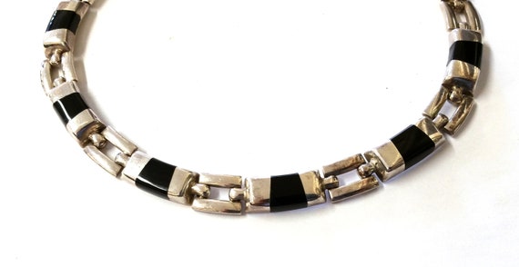 Chunky 950 Silver Black Onyx Necklace - image 2