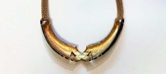 LANVIN Brown Enamel and Gold Choker Necklace - image 5