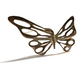 Large Sterling Silver Reticulated Butterfly Pin / Brooch