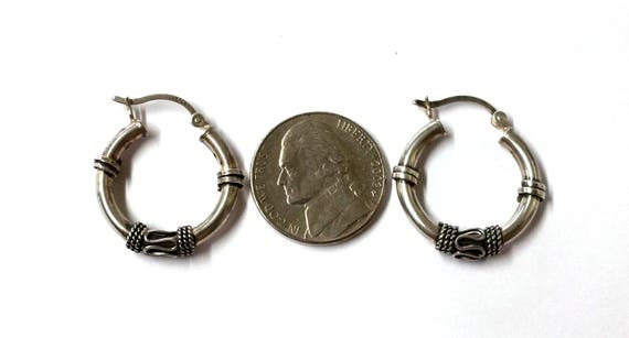 Vintage Suarti Round Sterling Silver Hoop Earrings - image 5