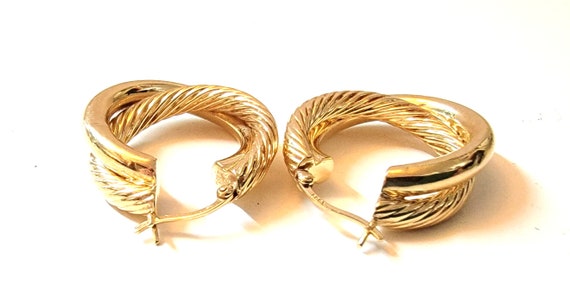 Vintage 14K Yellow Gold Braided Hoop Earrings - image 5