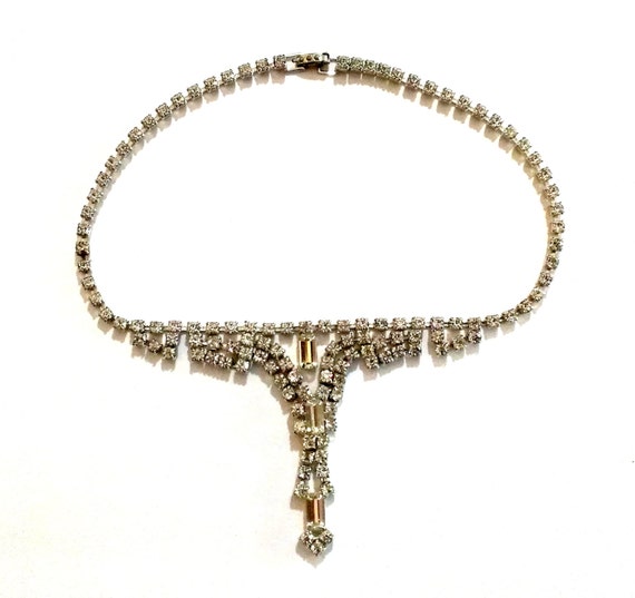 Vintage Rhinestone Necklace Bridal Wedding - image 2