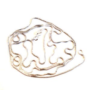 Vintage 30&quot; Sterling Silver Box Link Chain / Necklace Italy