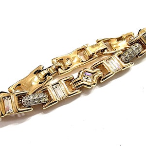 Gold Swarovski Crystal Panel Link Bracelet