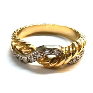 18k Two Tone Gold Diamond Wedding Band Size 6.5