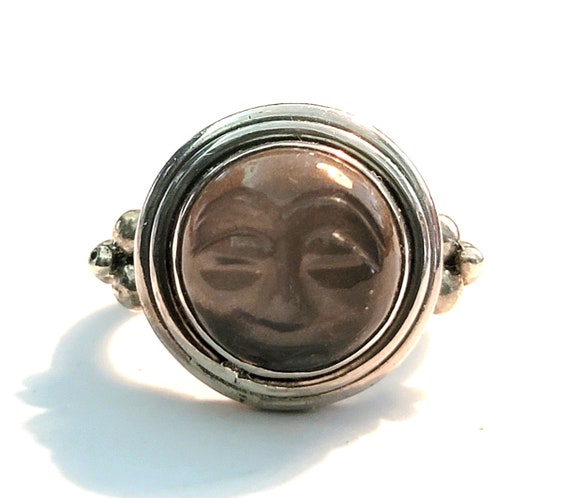 Sterling Moon Face Ring Size 7.75 - image 2