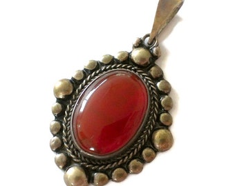 Large Carnelian Sterling Silver Pendant