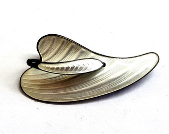 Arne Nordlie Sterling Silver White Guilloche Enamel Brooch / Pin