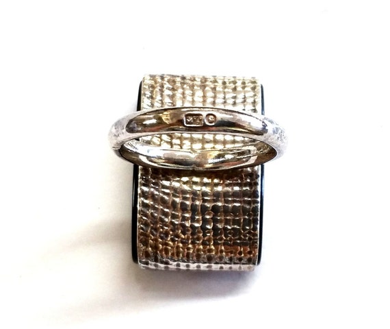 Modernist Black Sterling Silver Ring Size 8 Poland - image 4