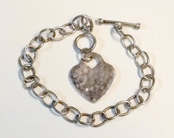 ヴィンテージハートスターリングシルバーチャームブレスレット - Etsy 日本