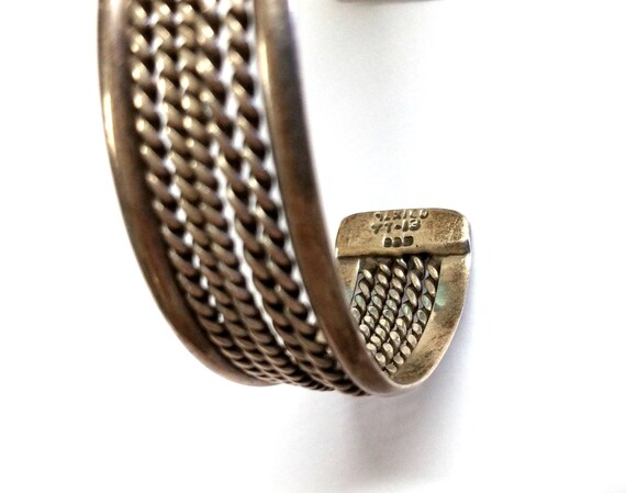 Modern Sterling Silver Rope Braided Cuff Bracelet - image 3