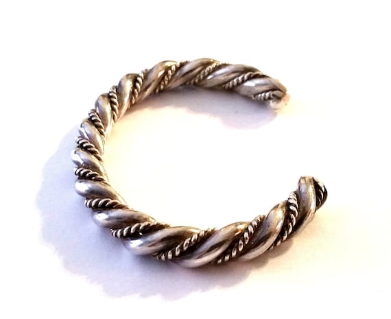 Vintage Sterling Silver Braided Cuff Bracelet - image 3