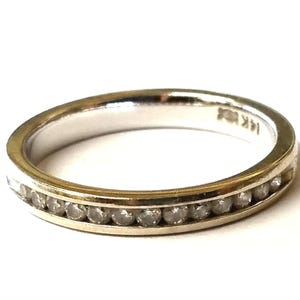 Vintage 14K White Gold Diamond Eternity Wedding Band