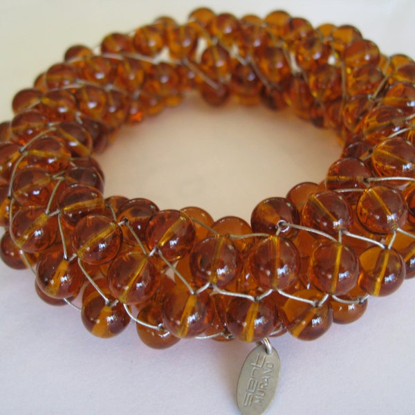 Mod Murano Venetian Glass Amber SENT Haute Couture Runway Bracelet