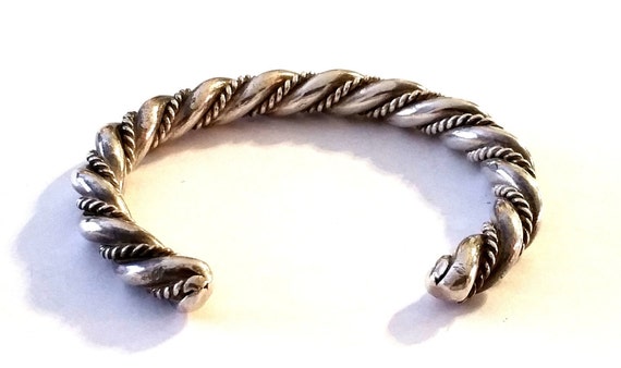 Vintage Sterling Silver Braided Cuff Bracelet - image 6