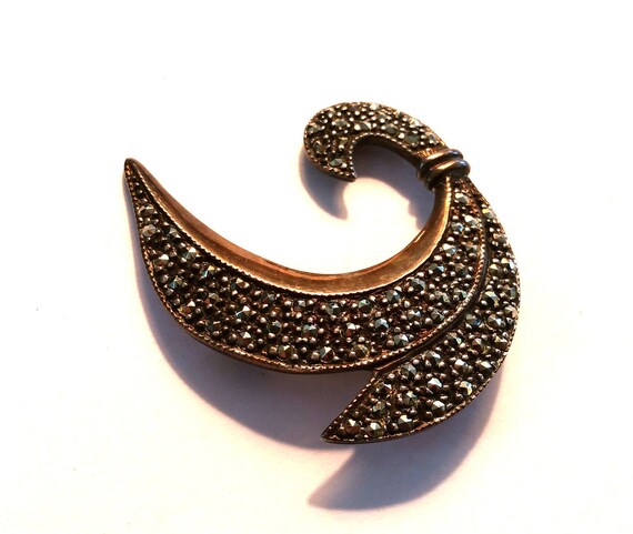 Sterling Silver Marcasite Brooch / Pin - image 3