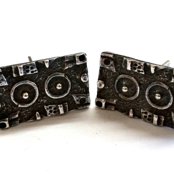 Brutalist Sterling Silver Cuff Links Israel