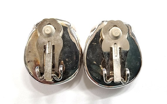 Modern Two Tone Sterling Silver Clip On Earrings - image 4