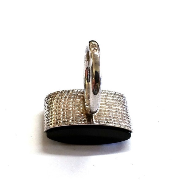 Modernist Black Sterling Silver Ring Size 8 Poland - image 5
