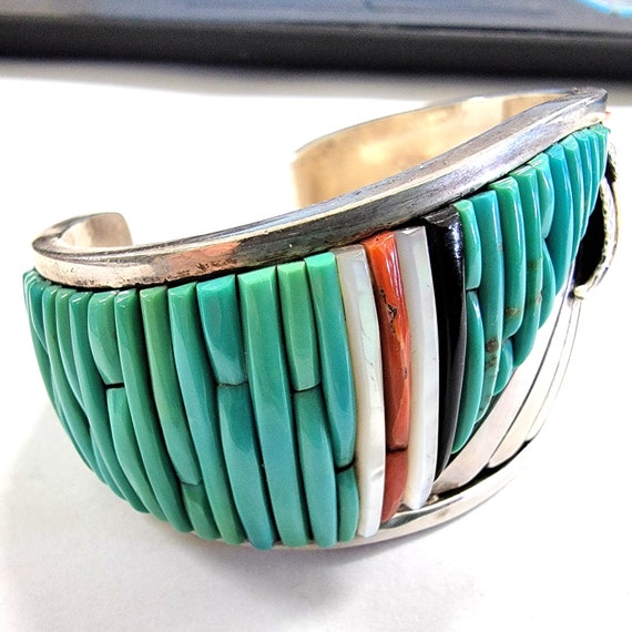 Pete Sierra Navajo Corn Row Turquoise Cuff Bracel… - image 3