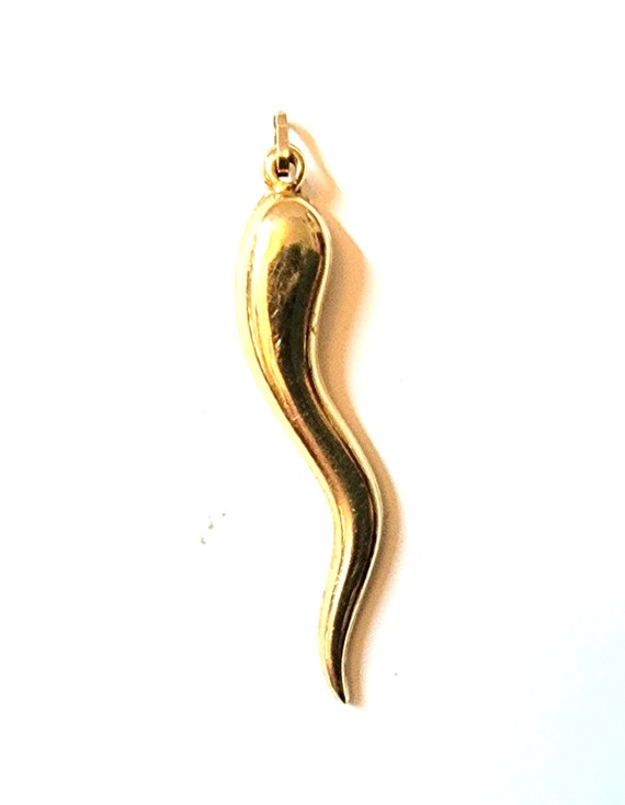 14K Yellow Gold Cornicello Italian Horn Pendant - image 5