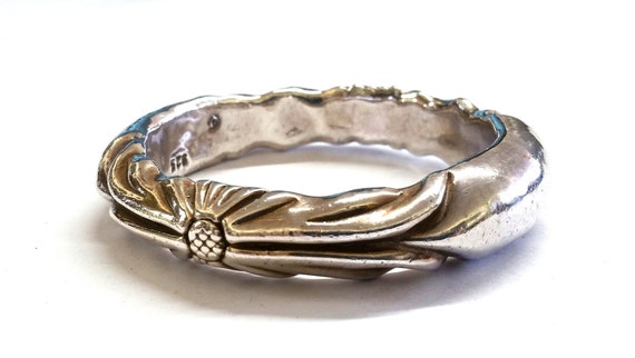 Modernist Sand Cast Sterling Silver Bangle Bracel… - image 2