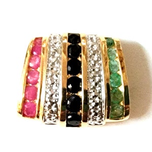 Ross Simmons Gold Sterling Silver Multi Colored Slide Pendant