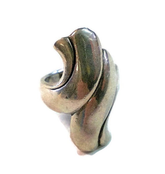 Modern Abstract Sterling Silver Ring Size 7 3/4