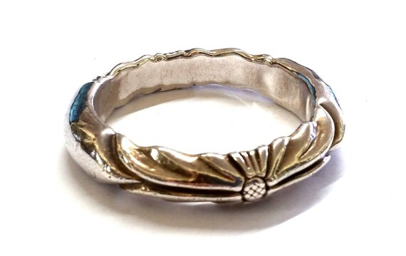 Modernist Sand Cast Sterling Silver Bangle Bracel… - image 3