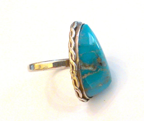 Sterling Silver and Turquoise Ring Signed J. Come… - image 3