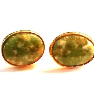 Small 14K Gold and Jade Post Earring