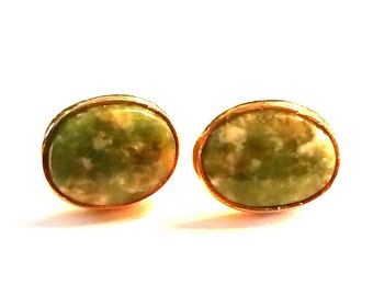 Small 14K Gold and Jade Post Earring