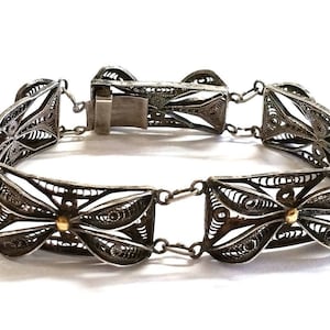 Vintage filigraan paneel zilveren armband 800