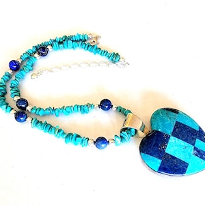 Jay King DTC Sterling Turquoise Lapis Heart Beaded Necklace